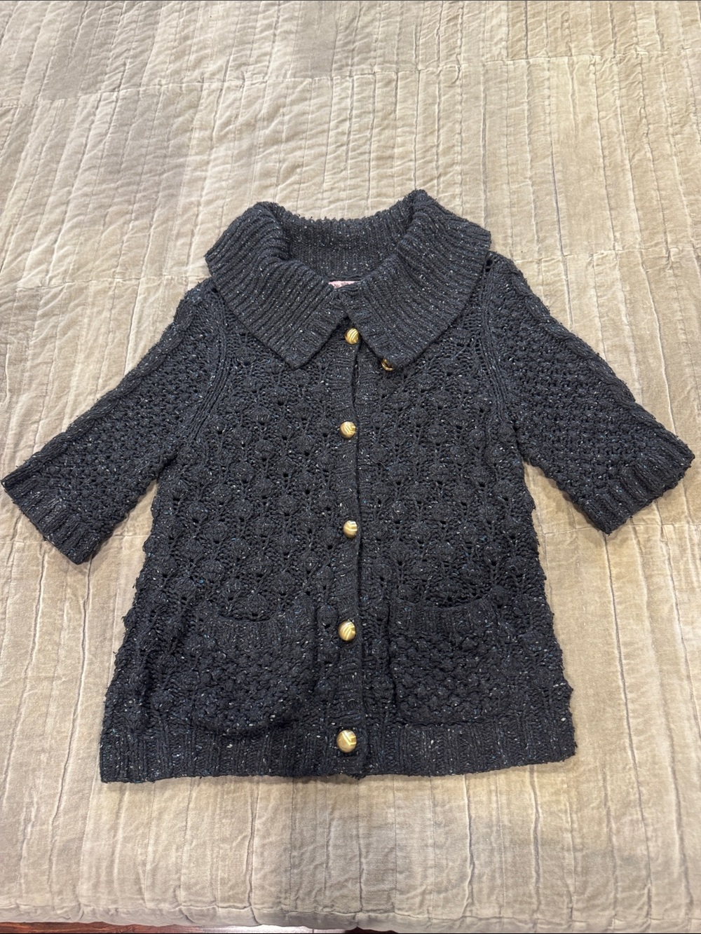 Juicy couture ' Black Knit Cardigan Jacket with Gold Buttons size xl
